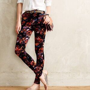 Anthropologie Pilcro And the Letterpress Serif Floral Corduroy Skinny Pants